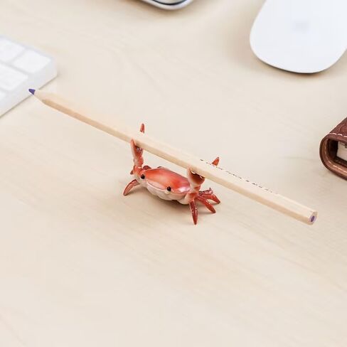 2Pcs Creative Crab Pen Holder Weightlifting Crabs Pen Stand Storage Rack, Office Desktop Decoration, Pencil Holders Desk Supplies Holders and Dispensers, Desk Accessories and Workspace(Red) in Kuwait