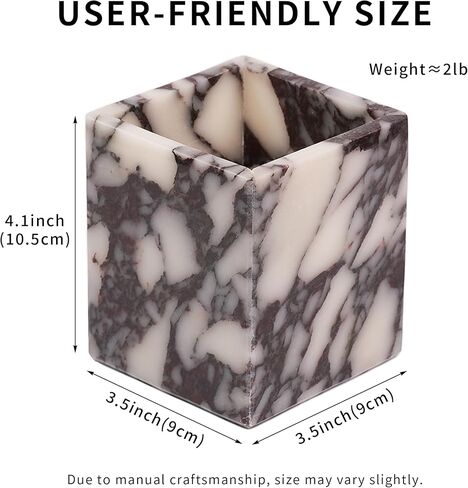 Marble Makeup Brush Holder - Viola Candle Toothbrush Cup For Bathroom Accessories, Decorative Pencil Organizer For Office Desk Aesthetic, Stone Utensil Container For Kitchen Countertop in Saudi Arabia