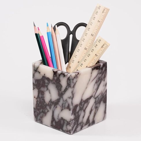 Marble Makeup Brush Holder - Viola Candle Toothbrush Cup For Bathroom Accessories, Decorative Pencil Organizer For Office Desk Aesthetic, Stone Utensil Container For Kitchen Countertop in Saudi Arabia