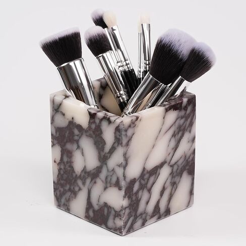 Marble Makeup Brush Holder - Viola Candle Toothbrush Cup For Bathroom Accessories, Decorative Pencil Organizer For Office Desk Aesthetic, Stone Utensil Container For Kitchen Countertop in Saudi Arabia