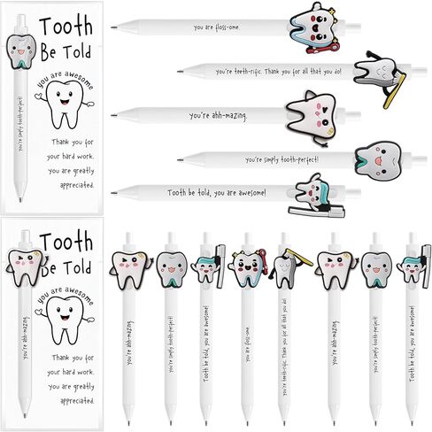 10 Sets Dental Gifts for Dentists Assistants Hygienists Tooth Pens with Thank You Cards for Dental Assistants Appreciation Week Teeth Health Month Christmas 5 Styles Office Accessories in Saudi Arabia