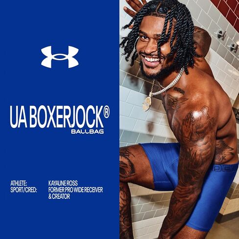 سراويل داخلية بوكسر من Under Armour، مع حقيبة مدمجة للدعم، مسامية، ماصة للرطوبة، ناعمة ومريحة للارتداء طوال اليوم، أزرق، L in Saudi Arabia