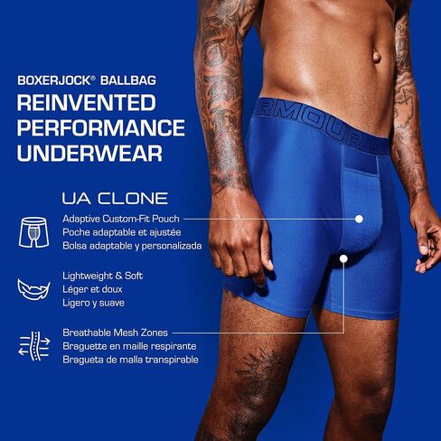 سراويل داخلية بوكسر من Under Armour، مع حقيبة مدمجة للدعم، مسامية، ماصة للرطوبة، ناعمة ومريحة للارتداء طوال اليوم، أزرق، L in Saudi Arabia