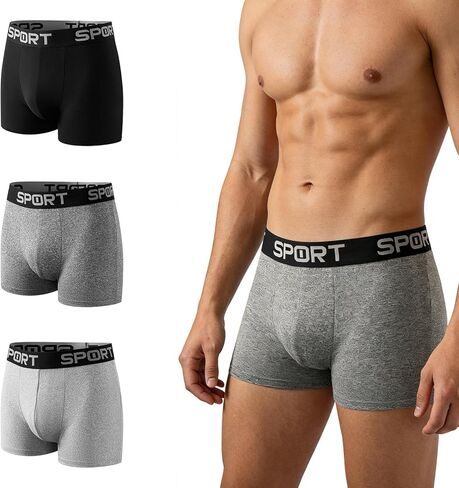 3Pcs Mens Underwear, Soft Boxer Briefs for Men Moisture Wicking Stretch Breathable Underwear with Letter Waistband in Saudi Arabia