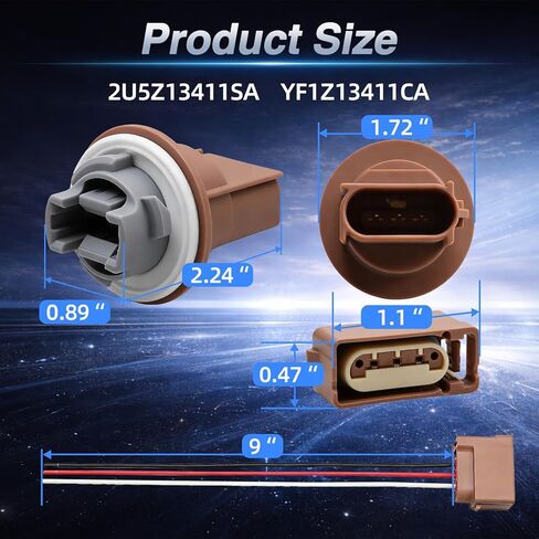 مقبس ضوء إشارة الانعطاف الخلفي مع سلك ضفيرة ومصابيح متوافق مع Ford F-250/F-350/F-450/F-550 Super Duty 2003-2016 Fiesta 2011-2013 Mustang 2005-2013 استبدال # 2U5Z13411SA YF1Z13411CA in Saudi Arabia