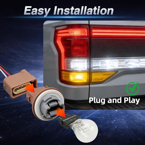 مقبس ضوء إشارة الانعطاف الخلفي مع سلك ضفيرة ومصابيح متوافق مع Ford F-250/F-350/F-450/F-550 Super Duty 2003-2016 Fiesta 2011-2013 Mustang 2005-2013 استبدال # 2U5Z13411SA YF1Z13411CA in Saudi Arabia