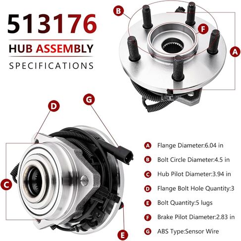 JLEO 513176 Front Left (Driver Side) Wheel Hub Bearing Assembly Replacement Fits for Jeep Liberty 2002-2005 (4-Wheel ABS),for Jeep Liberty 2006-2007 (All Models) in Saudi Arabia