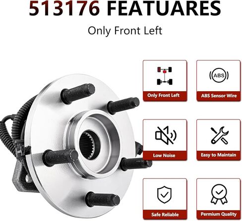 JLEO 513176 Front Left (Driver Side) Wheel Hub Bearing Assembly Replacement Fits for Jeep Liberty 2002-2005 (4-Wheel ABS),for Jeep Liberty 2006-2007 (All Models) in Saudi Arabia