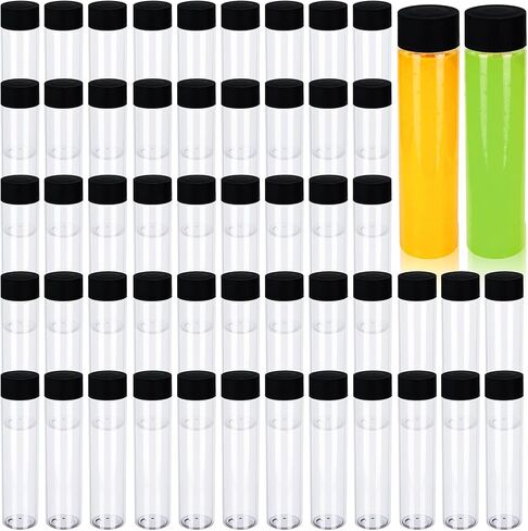 50 Pieces Plastic Juice Bottles with Black Lids Sensory Bottles Round Clear Drink Containers Reusable Plastic Smoothie Bottles Empty Water Bottles 10 OZ for Storing Juice, Milk, Homemade Beverage in Saudi Arabia