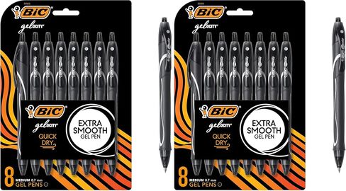 BIC Gel-ocity Quick Dry Retractable Gel Pen, Medium Point (0.7mm), Black, 8-Count, Quick Drying and Smooth Ink in Saudi Arabia
