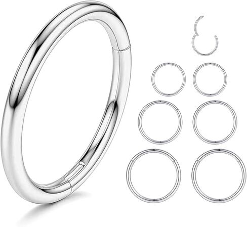 حلقات الأنف من Kospiers 20G 18G 16G 316L من الفولاذ الجراحي المفصلي قطعة الفرس الأنف هوب اللولب الغضروف الزنمة النائمة أقراط الجسم ثقب الشفاه مجوهرات للنساء والرجال 6 مم 8 مم 10 مم 12 مم in Saudi Arabia