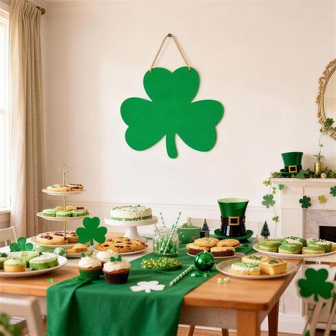 ديكور المنزل لعيد القديس باتريك، لافتة باب خشبية سانت باتي، زينة معلقة من خشب النفل الخشبي لإكليل الأيرلندية، هدايا حفلات الأعياد in Kuwait