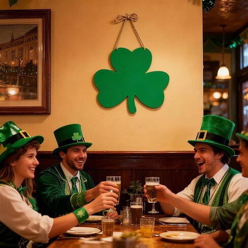 ديكور المنزل لعيد القديس باتريك، لافتة باب خشبية سانت باتي، زينة معلقة من خشب النفل الخشبي لإكليل الأيرلندية، هدايا حفلات الأعياد in Kuwait