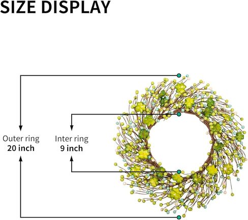 20 بوصة إكليل عيد القديس باتريك، إكليل باب شامروك باللونين الأخضر والأبيض مع البرسيم المحظوظ للديكور الداخلي والخارجي، ديكور المنزل للحفلات الأيرلندية in Kuwait