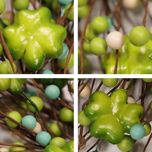 20 بوصة إكليل عيد القديس باتريك، إكليل باب شامروك باللونين الأخضر والأبيض مع البرسيم المحظوظ للديكور الداخلي والخارجي، ديكور المنزل للحفلات الأيرلندية in Kuwait