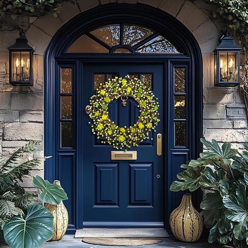 20 بوصة إكليل عيد القديس باتريك، إكليل باب شامروك باللونين الأخضر والأبيض مع البرسيم المحظوظ للديكور الداخلي والخارجي، ديكور المنزل للحفلات الأيرلندية in Kuwait