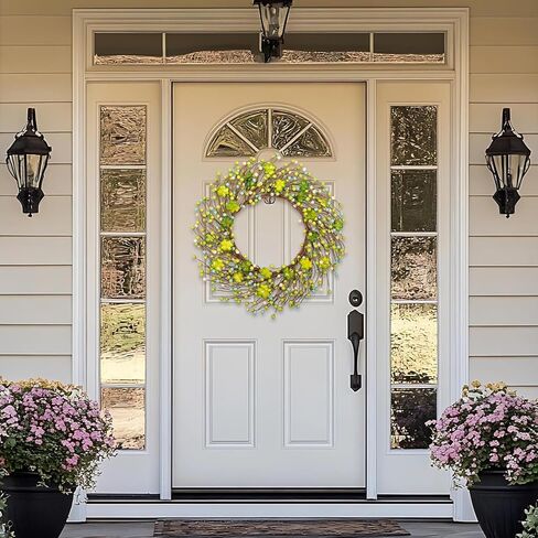 20 بوصة إكليل عيد القديس باتريك، إكليل باب شامروك باللونين الأخضر والأبيض مع البرسيم المحظوظ للديكور الداخلي والخارجي، ديكور المنزل للحفلات الأيرلندية in Kuwait