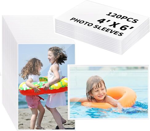 أكمام صور BESARME مقاس 4 × 6، 120 حزمة من أغلفة بطاقات الصور الفوتوغرافية، أكمام بطاقات تحميل علوية، بولي كلوريد الفينيل الشفاف الناعم - واقيات لعشاق التصوير الفوتوغرافي والعائلات والمنظمين وسهولة التصنيف والعرض in Saudi Arabia