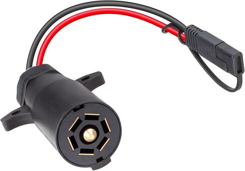 قابس مقطورة 7 دبابيس إلى محول موصل SAE - كابلات مقطورة 10AWG 7 دبابيس شديدة التحمل 1/2/3 قدم محول قابس مقطورة مقاوم للماء للمركبات الترفيهية والشاحنات والأجهزة البحرية 12 فولت (حزمة واحدة، 2 قدم) in Kuwait