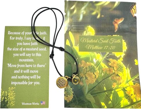 Westmon Works Mustard Seed Faith Bracelet Set Adjustable Cord Metal Charms & Scripture Card Matthew 17:20 Christian Gift Pack in Saudi Arabia