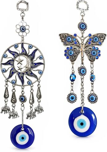 Turkish Blue Evil Eye with Butterfly Hanging Decoration Ornament (with a Betterdecor Pouch)-003 in Saudi Arabia