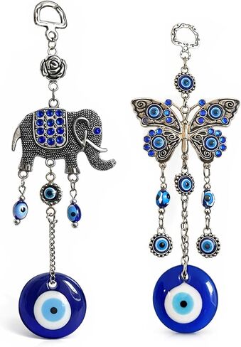 Turkish Blue Evil Eye with Butterfly Hanging Decoration Ornament (with a Betterdecor Pouch)-003 in Saudi Arabia
