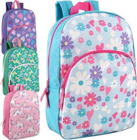 Trail maker Wholesale Kids Backpacks for Boys, Girls Bulk Backpacks 24 Pack with Fun Patterns, Adjustable Padded Straps in Kuwait
