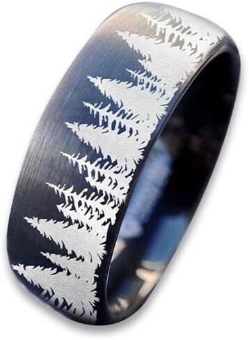 Forest Pine Tree Ring Nature Wedding Band Yosemite Engagement Ring El Capitan Jewelry Half Dome Wedding Band in Saudi Arabia