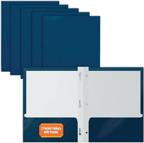 Better Office Products 25-Pack Glossy Blue 8.5 x 11-Inch File Folders with 3 Metal Prongs, Letter Size, 25/Pack in Saudi Arabia