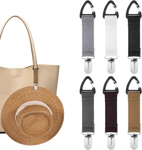 6 Pcs Hat Clips for Travel on Bag, Elastic Travel Purse Hat Clip Hands-Free Holiday Accessory for Traveling Bags Backpacks Purses Outdoor in Saudi Arabia