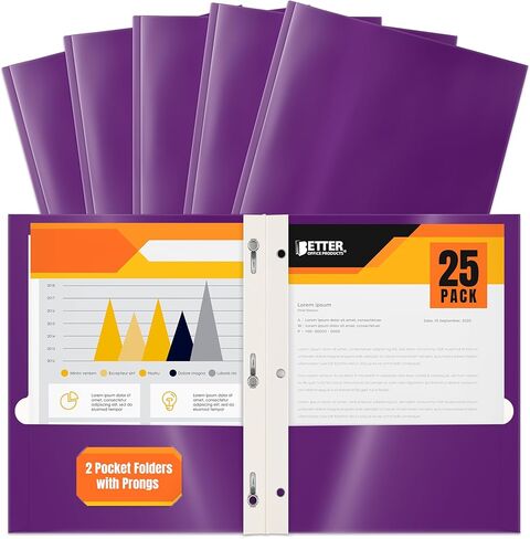 Better Office Products 25-Pack Glossy Blue 8.5 x 11-Inch File Folders with 3 Metal Prongs, Letter Size, 25/Pack in Saudi Arabia