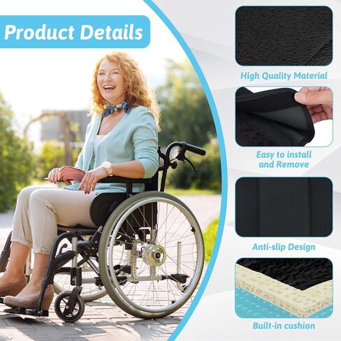 أغطية مسند ذراع الكراسي المتحركة - ملحقات وسائد دعم ناعمة للكرسي المتحرك - أشرطة فيلكرو موسعة مريحة وواقية للكراسي المتحركة وكراسي المكتب - بطانة مريحة لتخفيف الضغط in Kuwait