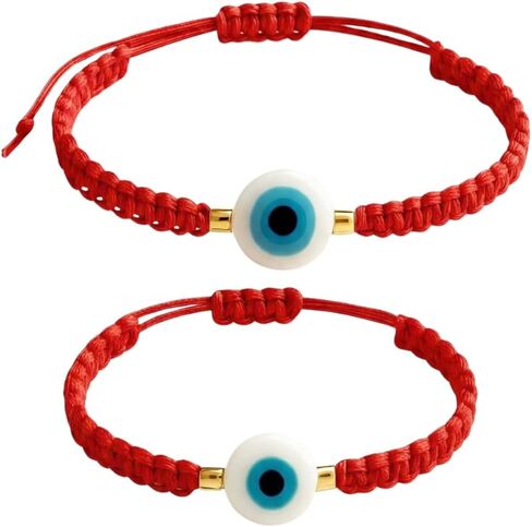 سوار شرير للعين للأم والطفل ، ومطابقة أساور الأم والطفل ، وحماية الأطفال Macrame Bracelet الحجم القابل للتعديل (الأزرق الناعم) in Kuwait