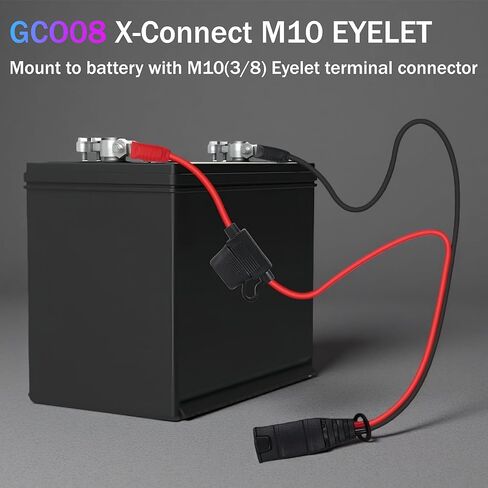 2-Pack GC008 X-Connect Compatible with NOCO Battery Charger Accessories Cables,M10 (3/8in) XL Eyelet Terminal onnector Smart Batteries Trickle Charger Cable,with 20A Fuses in Kuwait