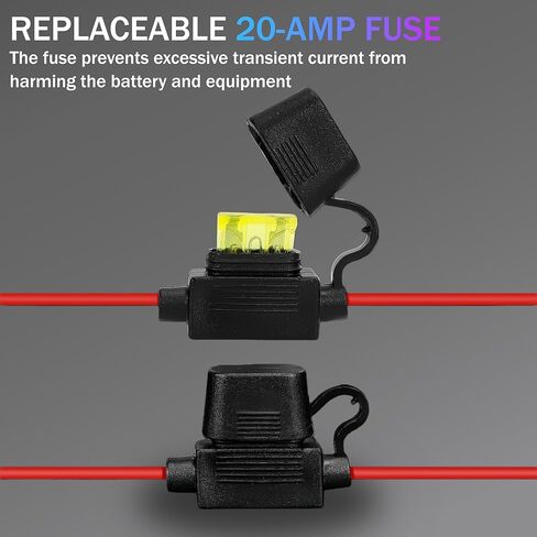 2-Pack GC008 X-Connect Compatible with NOCO Battery Charger Accessories Cables,M10 (3/8in) XL Eyelet Terminal onnector Smart Batteries Trickle Charger Cable,with 20A Fuses in Kuwait