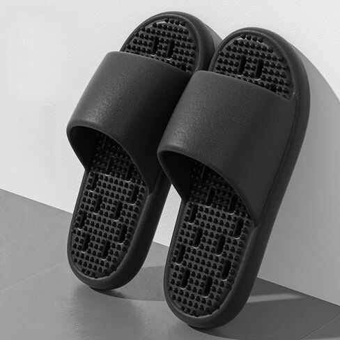 Shower Shoes with Holes for Men Women,Non Slip Shower Slippers,Bathroom Sandal Black Grey in Saudi Arabia