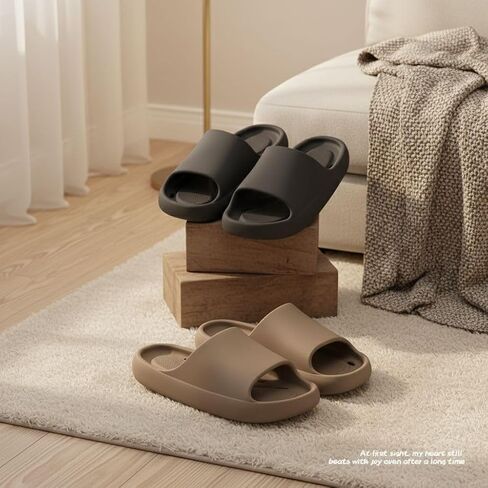 EVA Slide Sandals for Women Men Thick Sole Non-Slip Quick-Dry Shower Shoes with Drain Holes, Comfort Bath Slippers in Saudi Arabia