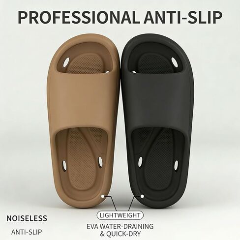 EVA Slide Sandals for Women Men Thick Sole Non-Slip Quick-Dry Shower Shoes with Drain Holes, Comfort Bath Slippers in Saudi Arabia