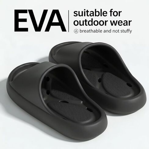 EVA Slide Sandals for Women Men Thick Sole Non-Slip Quick-Dry Shower Shoes with Drain Holes, Comfort Bath Slippers in Saudi Arabia
