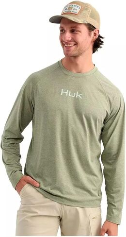 HUK Men's Airweight Crew, UPF 30+ Lightweight Performance Fishing Shirt with Recycled Polyester and Raglan Sleeves in Saudi Arabia