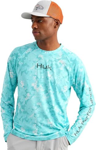 HUK Men's Airweight Crew, UPF 30+ Lightweight Performance Fishing Shirt with Recycled Polyester and Raglan Sleeves in Saudi Arabia