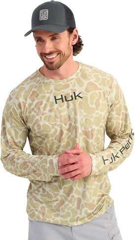 HUK Men's Airweight Crew, UPF 30+ Lightweight Performance Fishing Shirt with Recycled Polyester and Raglan Sleeves in Saudi Arabia
