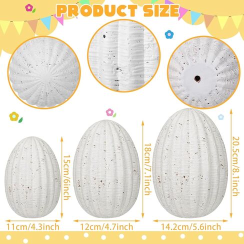 Jenaai 3 Pcs White Resin Easter Egg Decor Set - Travertine Textured Sculptures, Farmhouse Neutral Table Centerpiece for Spring/Easter Party, Indoor Home Shelf/Desk Vintage Decorations & Gifts in Saudi Arabia