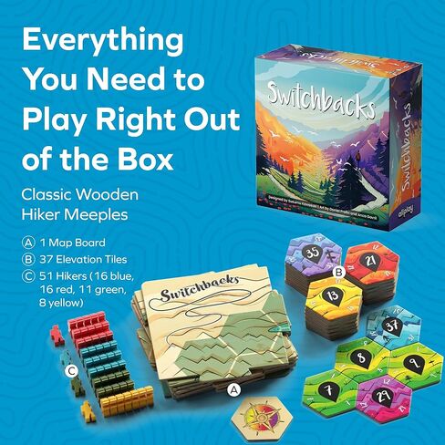 Allplay - لعبة لوحة Switchbacks للبالغين والعائلات - وضع البلاط - صندوق صغير - لعبة حشو بالأنياب - دقيقة واحدة لتعليم لعبة السفر - 2 إلى 4 لاعبين - وقت لعب 15 دقيقة in Kuwait