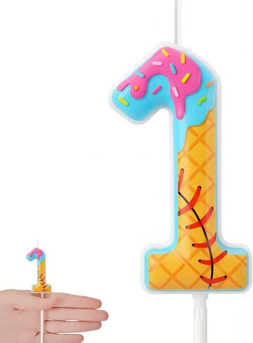 10th Baseball Ice Cream Drip Birthday Number Candles Baseball Drip Cake Topper Candle Cupcake Topper Decoration for Sport Theme Happy Birthday Party Favors Anniversary Supplies(2 Pcs) in Saudi Arabia
