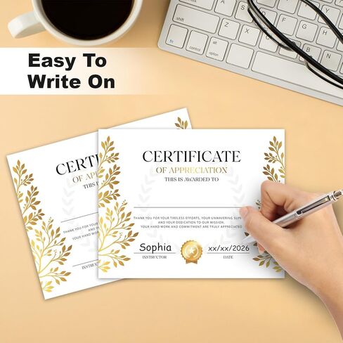 شهادة تقدير، 25 شهادة تقدير للطلاب، المعلمين، الموظفين، المتطوعين، جائزة تقدير، شهادات جوائز 8 × 10 بوصة -03 in Kuwait