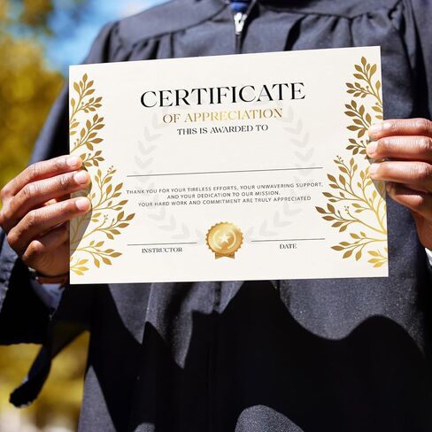 شهادة تقدير، 25 شهادة تقدير للطلاب، المعلمين، الموظفين، المتطوعين، جائزة تقدير، شهادات جوائز 8 × 10 بوصة -03 in Kuwait