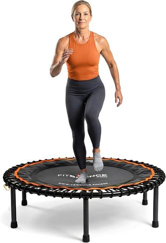 FIT Bounce PRO USA Bungee Rebounder | Assembled | Half Folding | Silent & Beautifully Designed Pro Indoor Mini Trampoline for Adults & Kids | DVD & Online Workouts,Storage Bag & Bounce Counter in Kuwait