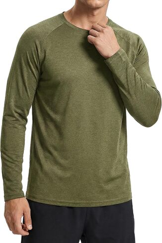 Men's Long Sleeve T-Shirt Quick Dry Running Gym Athletic T Shirts Crew Neck Moisture Wicking Classic Tee in Saudi Arabia
