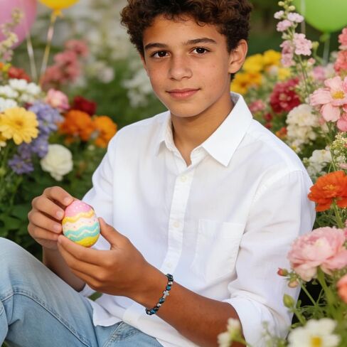 Easter Basket Stuffers- Cross Bracelet for Boys Kids Teens, Adjustable Natural Beaded Bracelets Easter Basket Essentials Christian Religious Jewelry Gifts for Teen Teenage Boys in Saudi Arabia